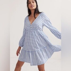 Hatch maternity Kelsey blue white plaid dress 0 xs